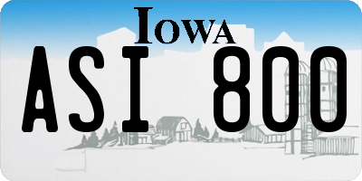 IA license plate ASI800