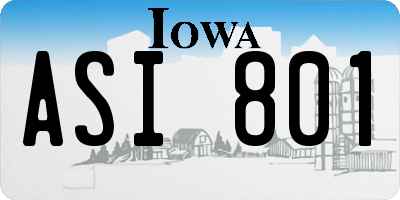 IA license plate ASI801