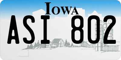 IA license plate ASI802