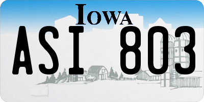 IA license plate ASI803