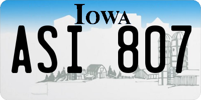 IA license plate ASI807