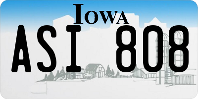 IA license plate ASI808