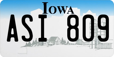 IA license plate ASI809