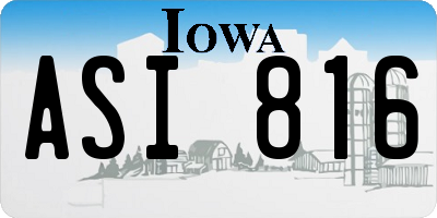 IA license plate ASI816