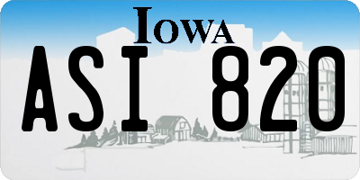 IA license plate ASI820
