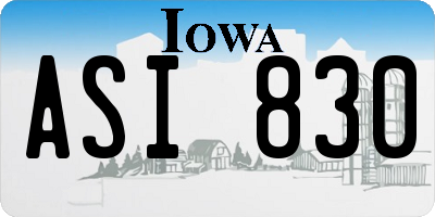IA license plate ASI830