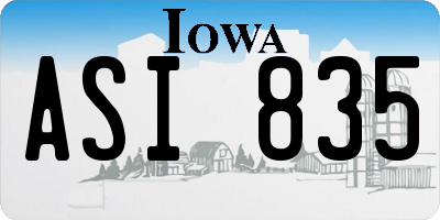 IA license plate ASI835