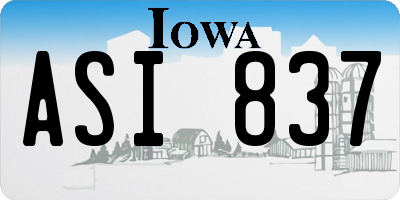 IA license plate ASI837
