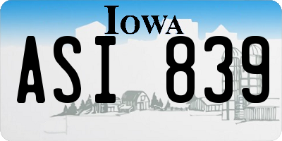 IA license plate ASI839