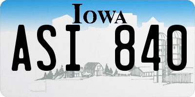 IA license plate ASI840