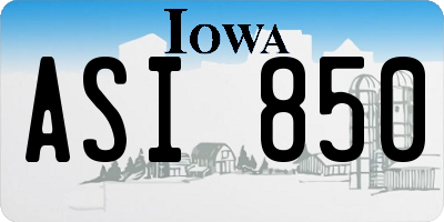 IA license plate ASI850