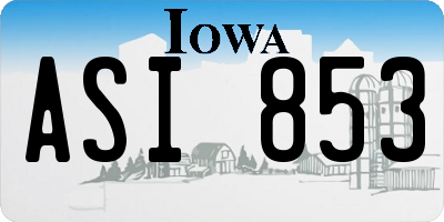 IA license plate ASI853