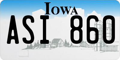 IA license plate ASI860