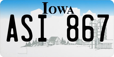 IA license plate ASI867