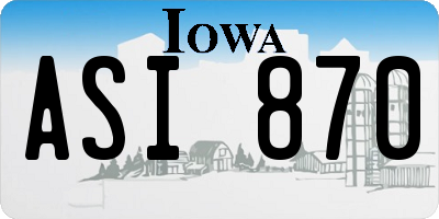 IA license plate ASI870