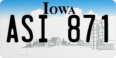 IA license plate ASI871