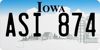 IA license plate ASI874