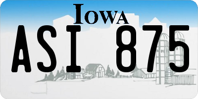 IA license plate ASI875
