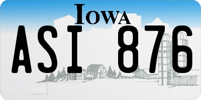 IA license plate ASI876