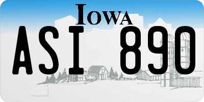 IA license plate ASI890