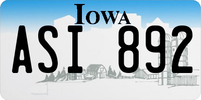 IA license plate ASI892
