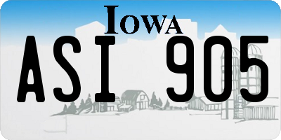 IA license plate ASI905