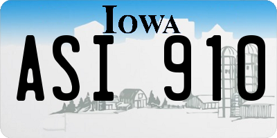 IA license plate ASI910
