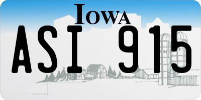 IA license plate ASI915
