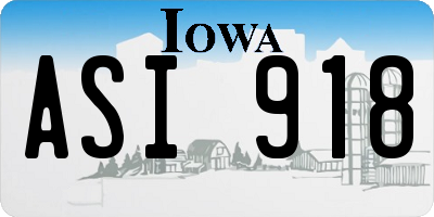 IA license plate ASI918