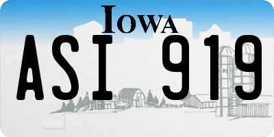 IA license plate ASI919