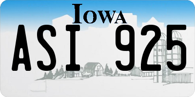 IA license plate ASI925