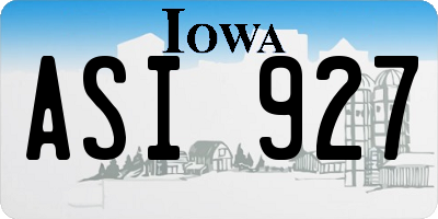 IA license plate ASI927