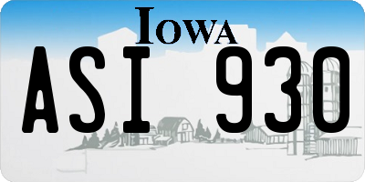 IA license plate ASI930