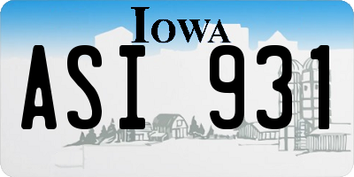 IA license plate ASI931