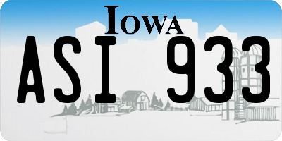 IA license plate ASI933