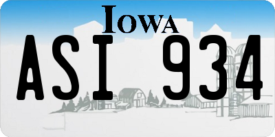 IA license plate ASI934