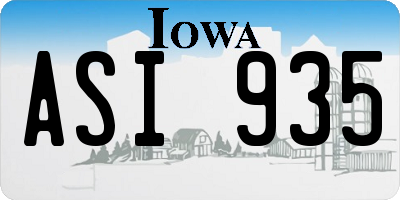 IA license plate ASI935