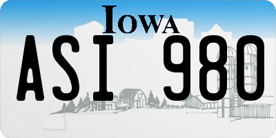 IA license plate ASI980