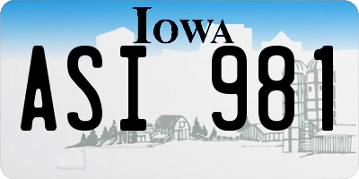 IA license plate ASI981