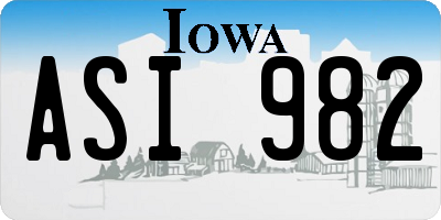 IA license plate ASI982