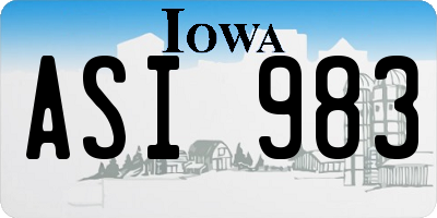 IA license plate ASI983