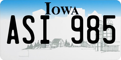 IA license plate ASI985