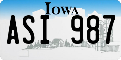 IA license plate ASI987