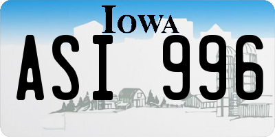 IA license plate ASI996