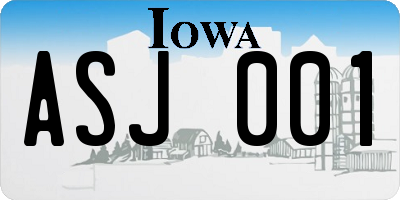 IA license plate ASJ001