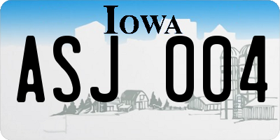 IA license plate ASJ004