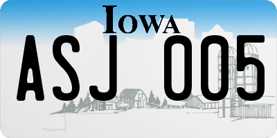 IA license plate ASJ005