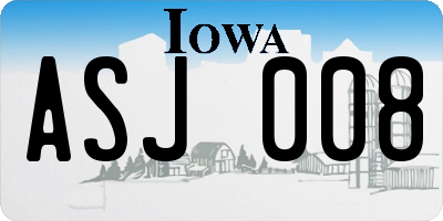 IA license plate ASJ008