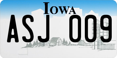 IA license plate ASJ009