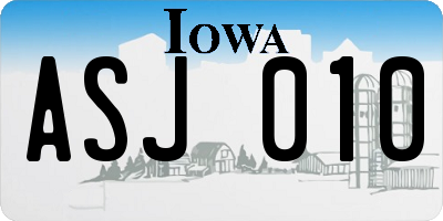 IA license plate ASJ010